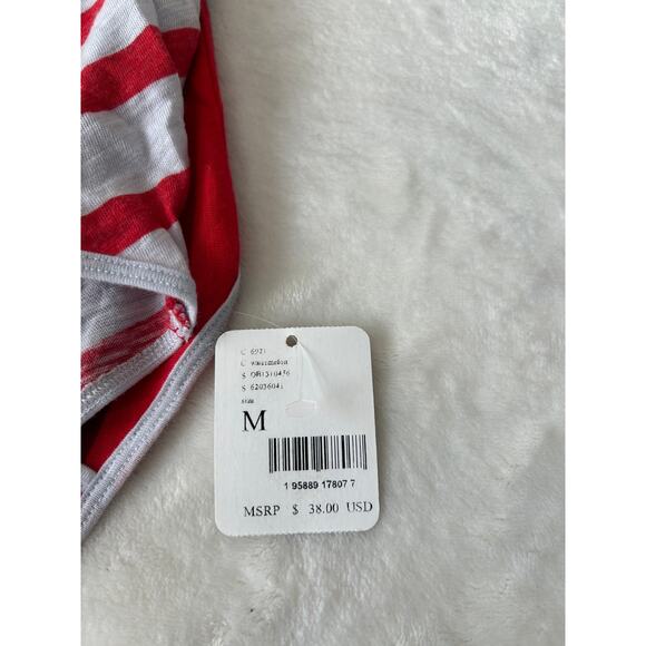 Free People Keep Rolling Tank Women's Printed Red/White Racerback Medium NWT - Picture 4 of 8